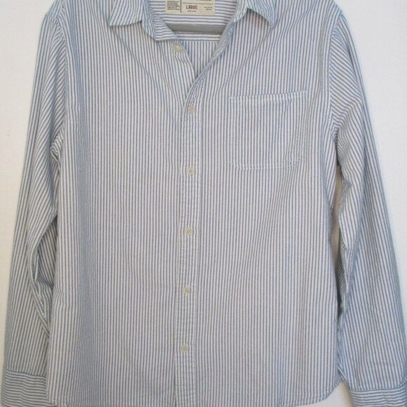 Men's Urban Pipeline Blue and White Striped Button-Down Shirt Size L - Picture 1 of 12